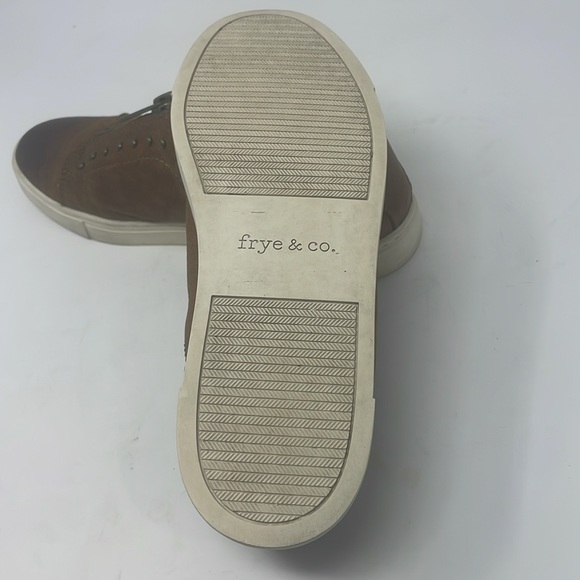 Frye & Co. Brown Leather Antique Gold Zipper Studded Sneakers Size 7